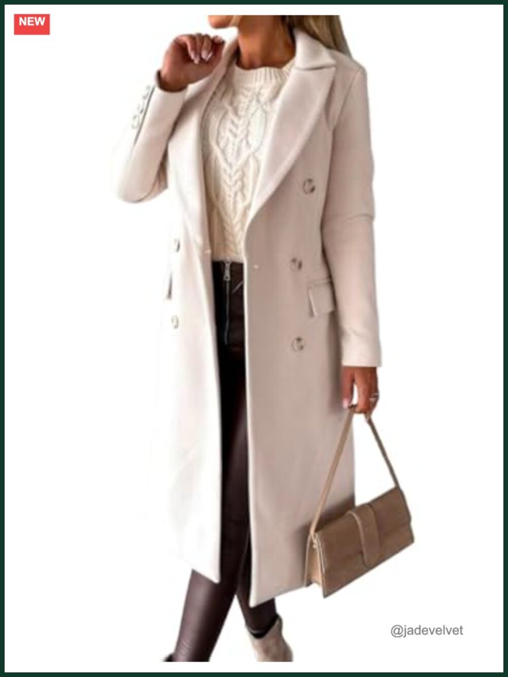 Womens Long Wool Trench Coat Double Breasted Peacoat Winter Jacket